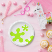 緑のスライムスリミー白いパーティー紙プレート、プレート ペーパープレート (パーティー)