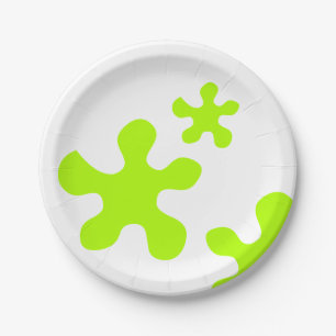 緑のスライムスリミー白いパーティー紙プレート、プレート ペーパープレート