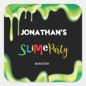 緑のスライムボーイズ誕生日パーティー スクエアシール (正面)