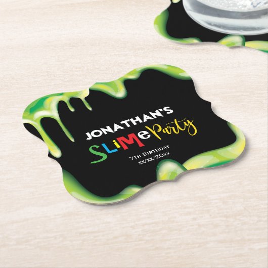 緑のスライムボーイズ誕生日パーティー ペーパーコースター (アングル)