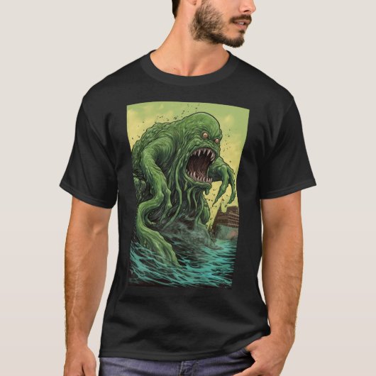 緑のスライムモンスター Tシャツ (正面)