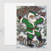 緑のスーツの黒サンタのグリーティングカード/招待状 招待状 (正面/裏面)