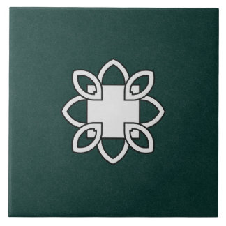 緑のセラミックタイルの白黒パターン タイル