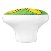 緑のセラミックプル上の黄色の花 セラミックノブ (側面)