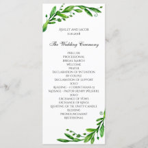 緑のセレモニープログラム。庭園の結婚式。緑