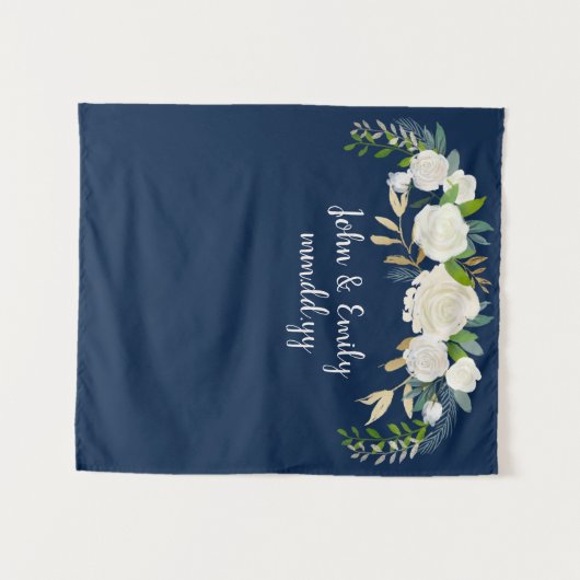 緑のセレモニー写真ブース冬のウェディングデコール タペストリー (正面(横))