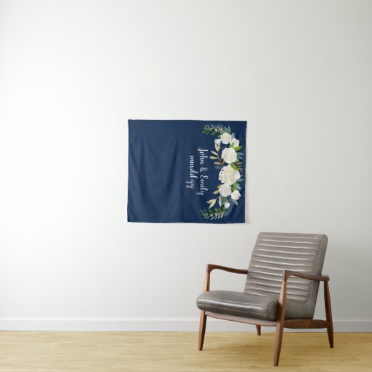 緑のセレモニー写真ブース冬のウェディングデコール タペストリー (インサイチュ(横))