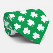 緑のセントパトリックの日のクローバーの白いシャムロック ネクタイ (ロール)