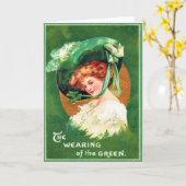 緑のセントパトリックの日カードのヴィンテージの身に着けていること カード (黄色い花)