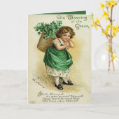 緑のセントパトリックの日カードの身に着けていること カード (黄色い花)