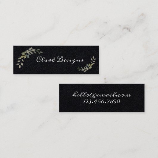 緑のセージと緑のリーフエレガントフレーム スキニー名刺 (正面/裏面)