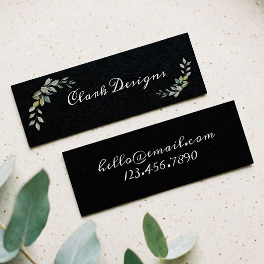 緑のセージと緑のリーフエレガントフレーム スキニー名刺