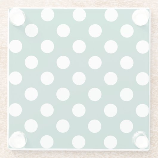 緑のセージに白い水玉模様 ガラスコースター (裏面)