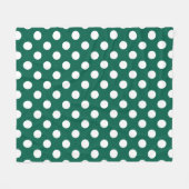 緑のセージに白い水玉模様 フリースブランケット (正面(横))