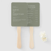 緑のセージのミニマリストエレガントな結婚式プログラム ハンドファン (正面&裏面)