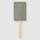 緑のセージのミニマリストエレガントな結婚式プログラム ハンドファン (裏面)