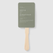 緑のセージのミニマリストエレガントな結婚式プログラム ハンドファン (正面)