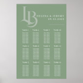 緑のセージ座席表 | 植物幾何学 ポスター (正面)