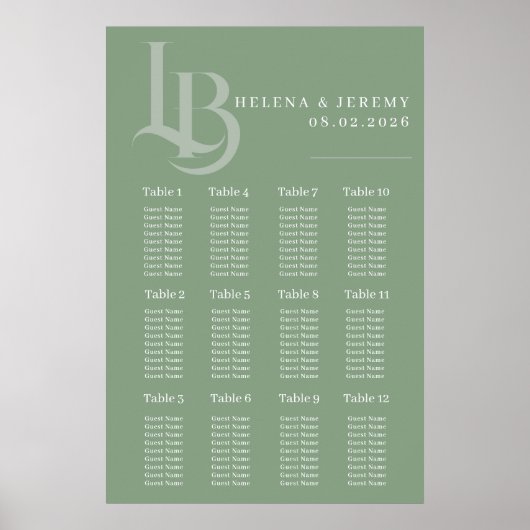 緑のセージ座席表 | 植物幾何学 ポスター (正面)
