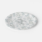 緑のセージ緑の水の色のパター結婚ン ペーパープレート (アングル)