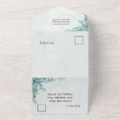 緑のセージ緑の水の色の葉結婚の オールインワン招待状 (外側)