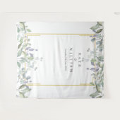 緑のセージ薄紫結婚の写真ブース背景 タペストリー (正面(横))