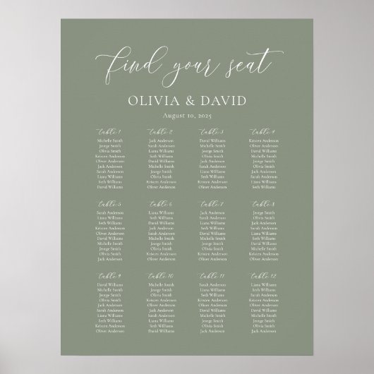 緑のセージ12表結婚の座席表 ポスター (正面)