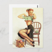 緑のセーターのピン留め ポストカード (正面/裏面)