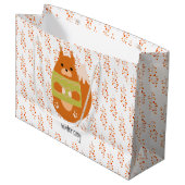 緑のセーターを着た赤褐色のリス ラージペーパーバッグ (正面アングル)