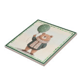 緑のセーターベアと秋の格子模様のスカーフ タイル (側面)