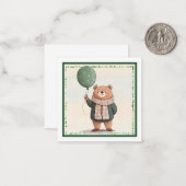 緑のセーターベアと秋の格子模様のスカーフ ノートカード (正面/裏面インサイチュ)