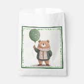 緑のセーターベアと秋の格子模様のスカーフ フェイバーバッグ (正面)