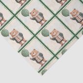 緑のセーターベアと秋の格子模様のスカーフ 薄葉紙 (詳細)