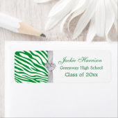 緑のゼブラパターン、リボンの卒業ラベル ラベル (インサイチュ)