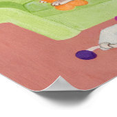 緑のソファのアートワーク上の黄色いラブラドール ポスター (角)