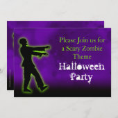 緑のゾンビ on 紫 招待状 (正面/裏面)