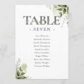 緑のタイポグラフィシーティングプランテーブル番号 (裏面)