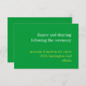 緑のタイポグラフィー結婚式の受付エリア 招待状 (正面/裏面)