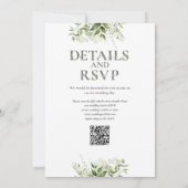 緑のタイポグラフィQRコー結婚ド 招待状 (裏面)