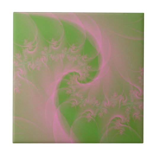 緑のタイルのピンク色のツイスト タイル (正面)