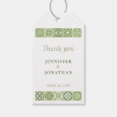 緑のタイルスペインのハートギフトラベル ギフトタグ (正面)