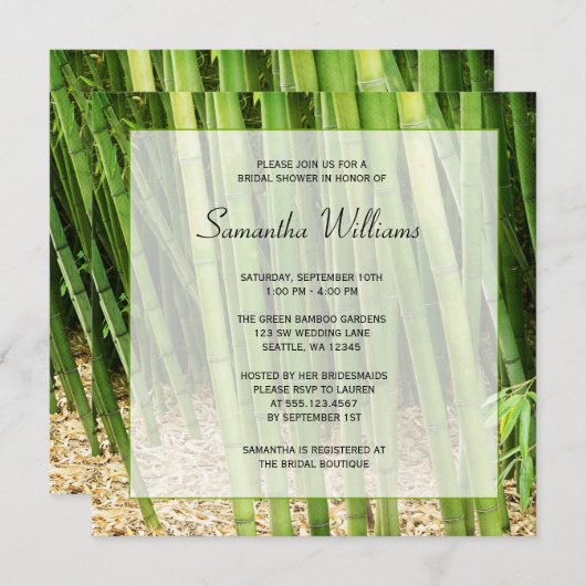 緑のタケアジアブライダルシャワー 招待状 (正面/裏面)