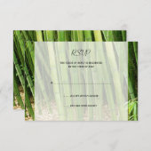 緑のタケアジア結婚式の応答カード 出欠カード (正面/裏面)