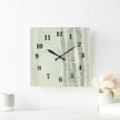 緑のタケ スクエア壁時計 (ホーム)
