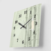 緑のタケ スクエア壁時計 (傾斜)