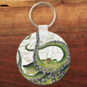 緑のタコヴィンテージマップ白 キーホルダー (正面)