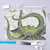 緑のタコヴィンテージマップ白 薄葉紙 (クラフト)