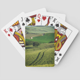 緑のタスカニーのトランプのポーカーのデッキの曲線ライン トランプ