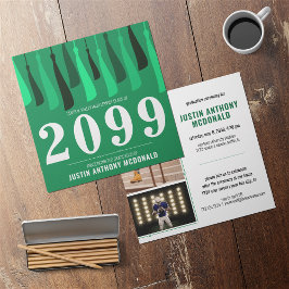 緑のタッセルの列2写真卒業 招待状