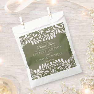 緑のタレヴェラ・タイル スペインのフィエスタ ウェディング デザート フェイバーバッグ